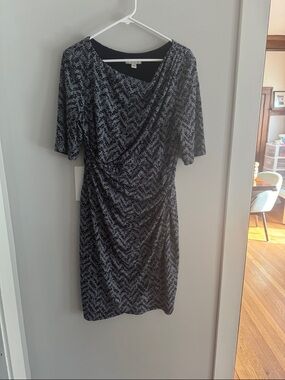 Classic Navy & White Chevron Wrap Dress - Women